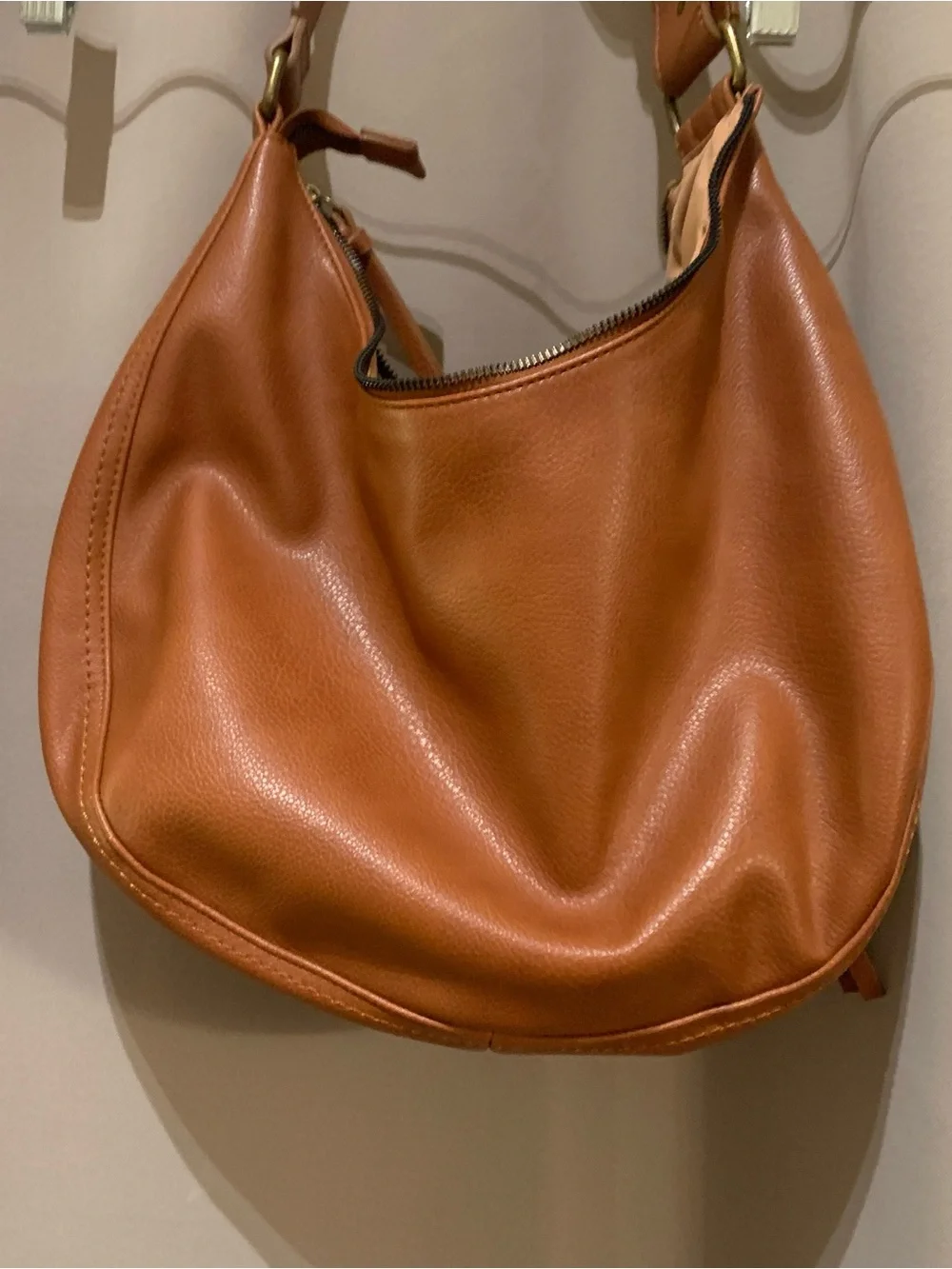Sonoma Tan Pebbled Leather Hobo Bag